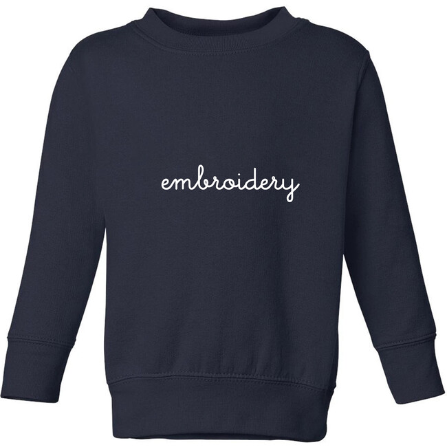 Little Kid Large Embroidery Classic Crewneck, Navy