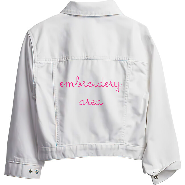 Baby Back Embroidery Denim Jacket, White - Jackets - 1