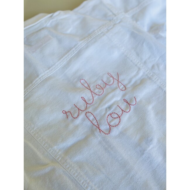 Baby Back Embroidery Denim Jacket, White