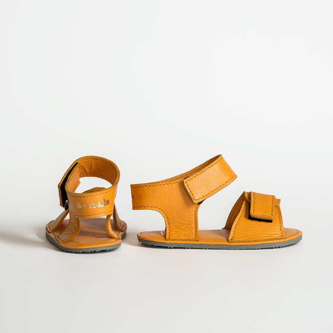 Sporty Velcro Strap Sandals, Yellow