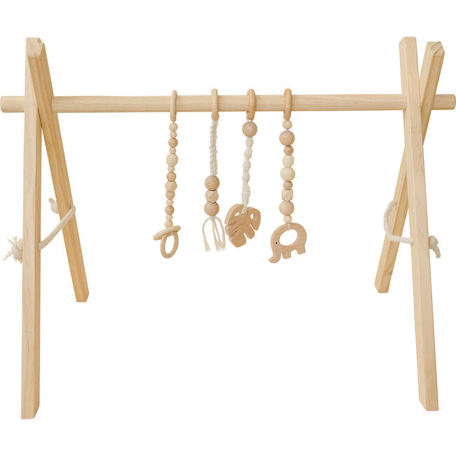 Natural Wood Gym with Macrame Toys