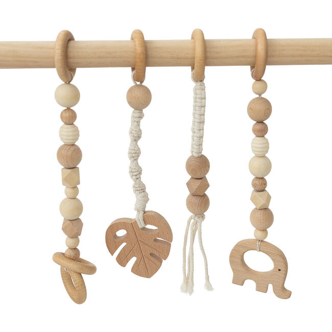 Natural Wood Gym with Macrame Toys