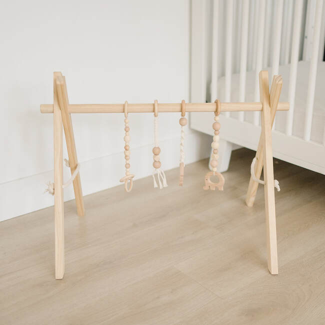 Natural Wood Gym with Macrame Toys - Activity Gyms - 3