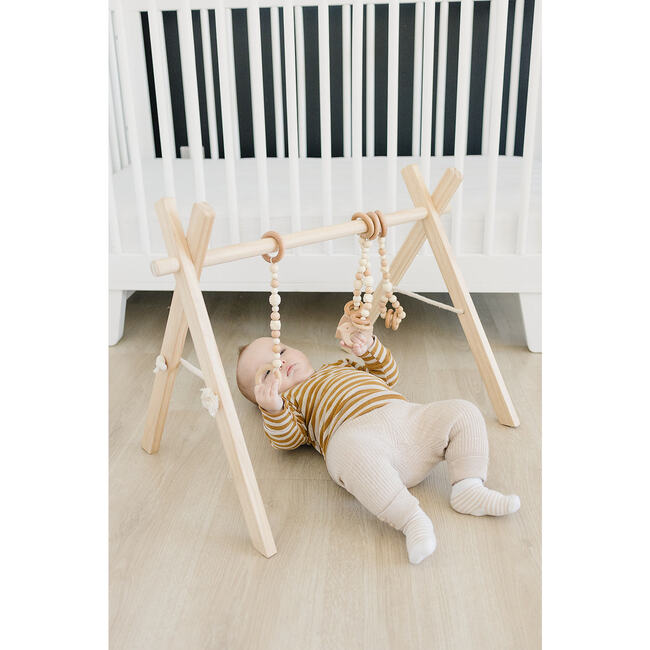 Natural Wood Gym with White Toys - Activity Gyms - 3