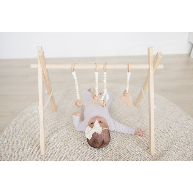 Natural Wood Gym with White Toys - Activity Gyms - 6