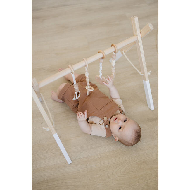 White Wood Gym with Macrame Toys - Activity Gyms - 5