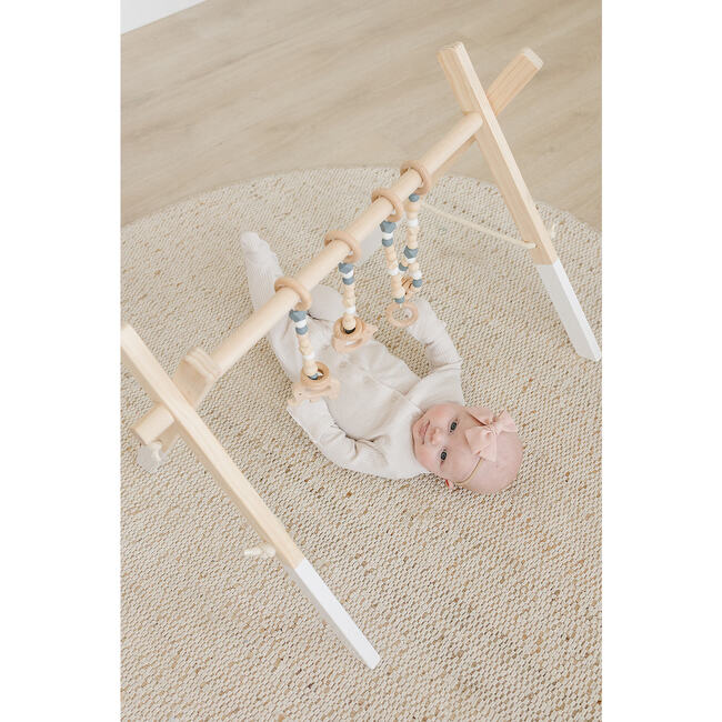 White Wood Gym with Gray Toys - Activity Gyms - 4