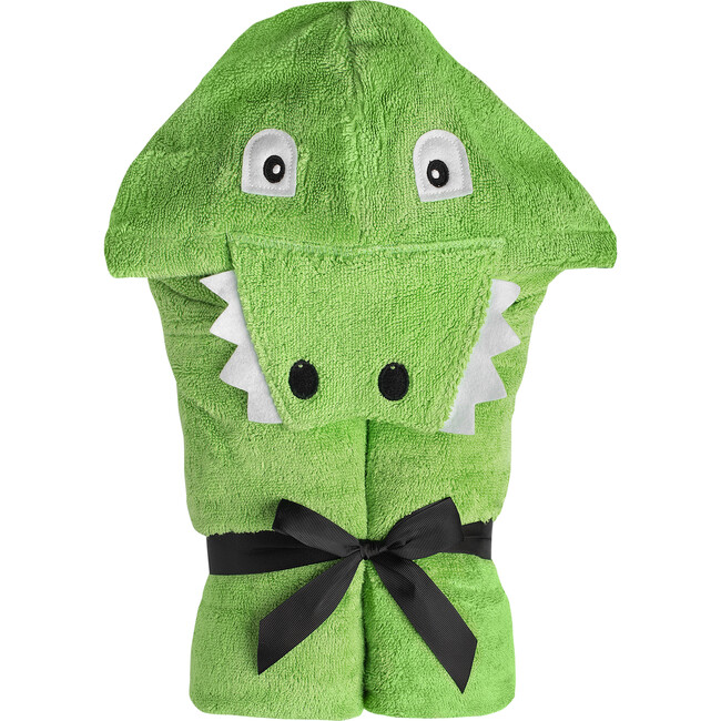 Alligator Hooded Towel, Green - Towels - 1