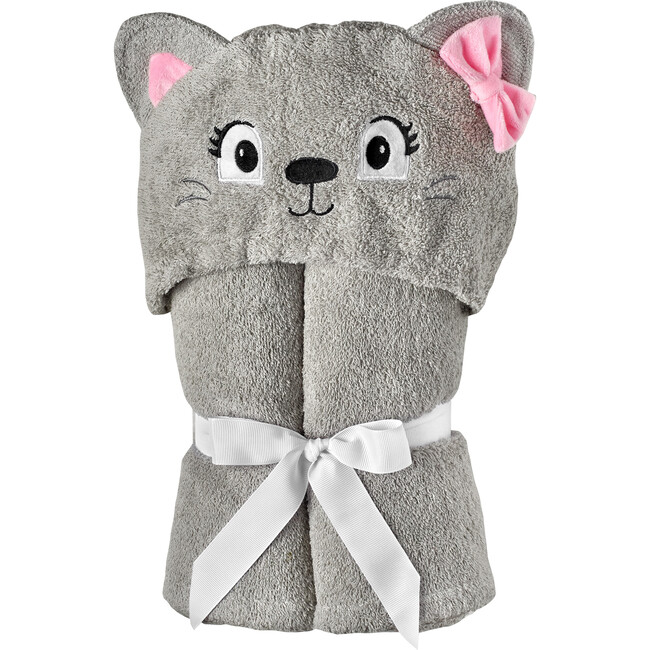 Cat Hooded Towel, Grey - Towels - 1