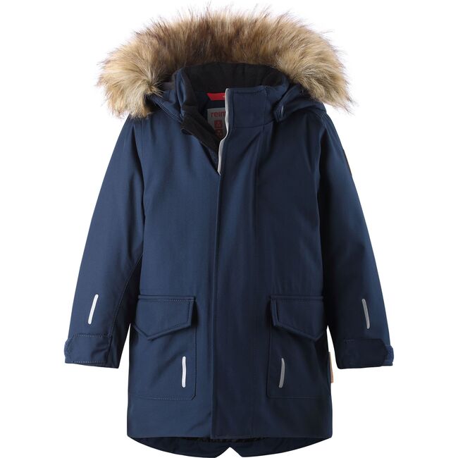Mutka Reimatec Winter Jacket with Faux Fur Hood, Navy - Parkas - 1