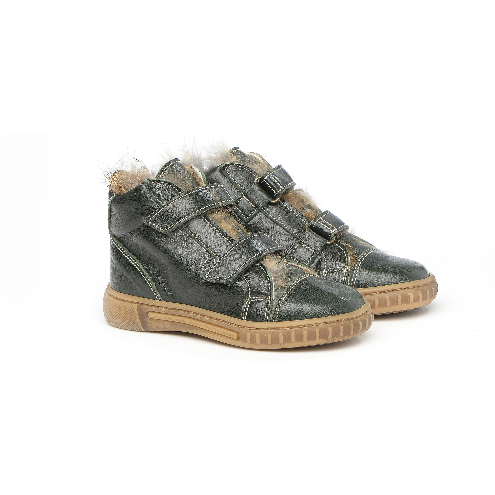 Velcro Strap Snekaers, Green - Sneakers - 1