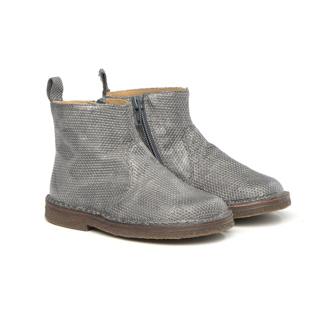 Side Zip Ankle Boots, Silver