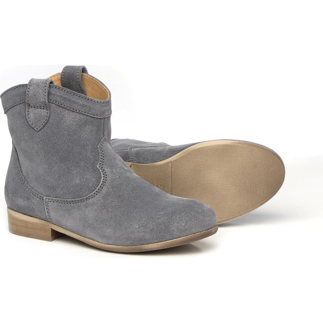 Grey Leather Ankle Boots - Booties - 2