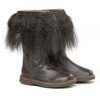 Brown Leather Boots With Fur Details - Boots - 1 - thumbnail