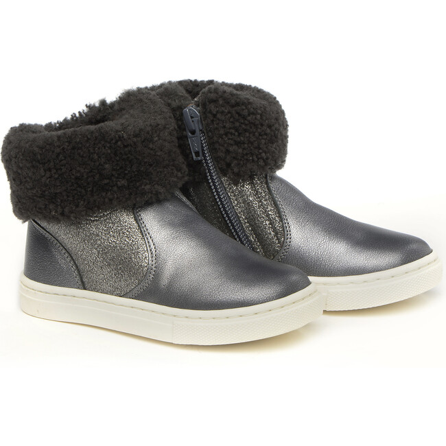Ankle Boots With Sheepskin Details, Grey