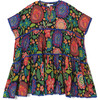 *Exclusive* Zsofia Peasant Matyo Floral Kaftan, Maisonette Blue - Dresses - 1 - thumbnail