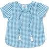 Princess Top, Blue Jacquard - Blouses - 1 - thumbnail