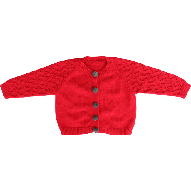 Pom Pom Sweater, Red - Sweaters - 1
