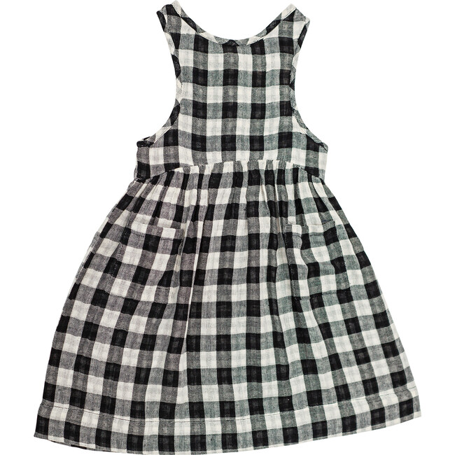 Pinafore Dress, Black Chex - Dresses - 1