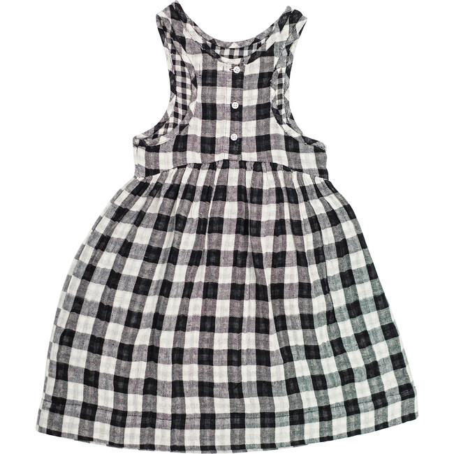 Pinafore Dress, Black Chex - Dresses - 2