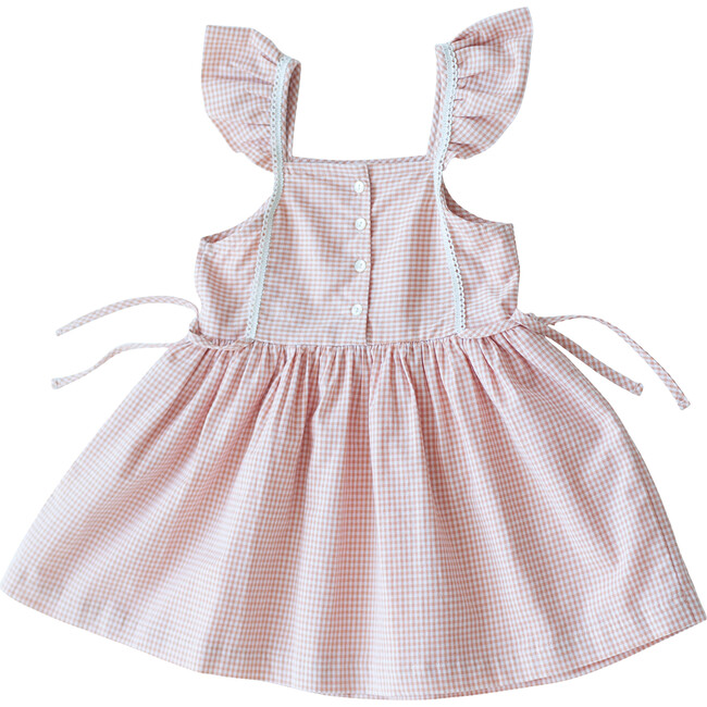Peach Gingham Pinafore Dress - Dresses - 1