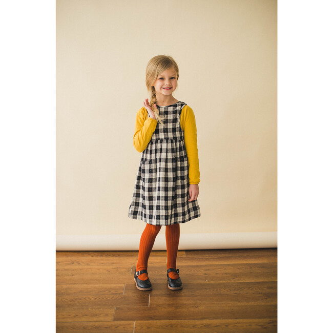 Pinafore Dress, Black Chex - Dresses - 3