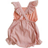 Peach Gingham Poppy Romper - Rompers - 2