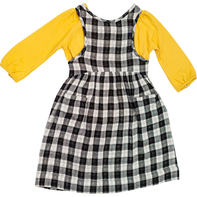 Pinafore Dress, Black Chex - Dresses - 4