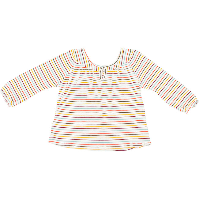 Olive Top, Rainbow Stripes - Blouses - 1