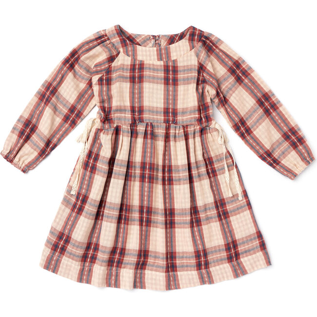 Side Tie Dress, Red Chex