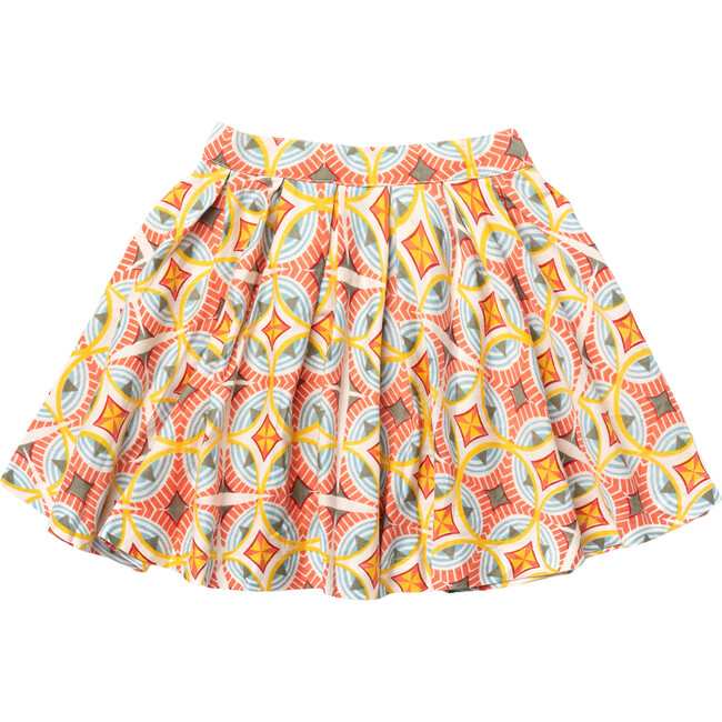 Mosaic Pleated Skirt, Pink - Skirts - 1