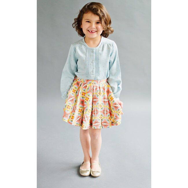Mosaic Pleated Skirt, Pink - Skirts - 2