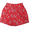 Linen Sailboat Shorts, Red - Shorts - 1 - thumbnail