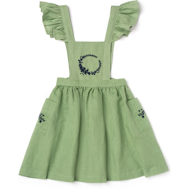 Aurora Pinafore, Sage Linen - Dresses - 1