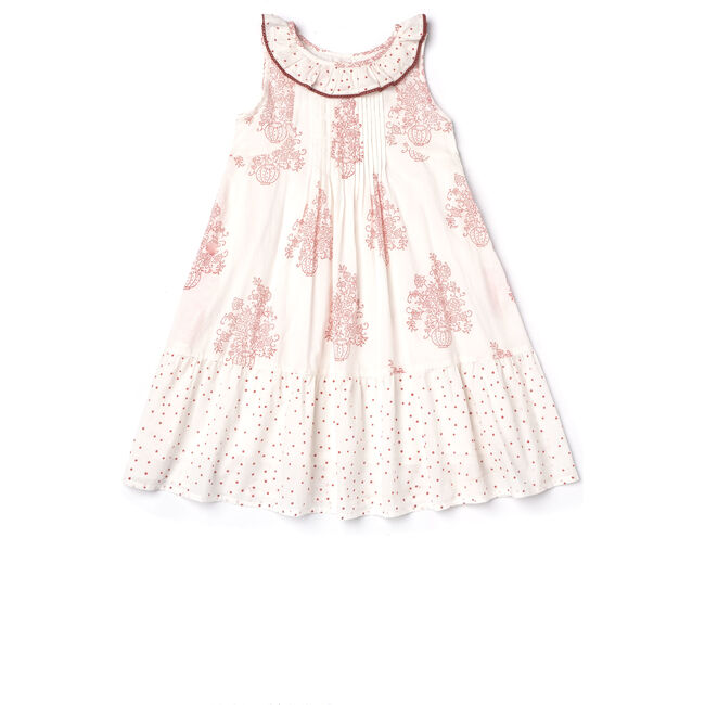 Daffodil Dress, Flower Pot Block Print
