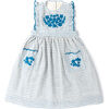Clover Dress, Hand Embroidered White Chex - Dresses - 1 - thumbnail