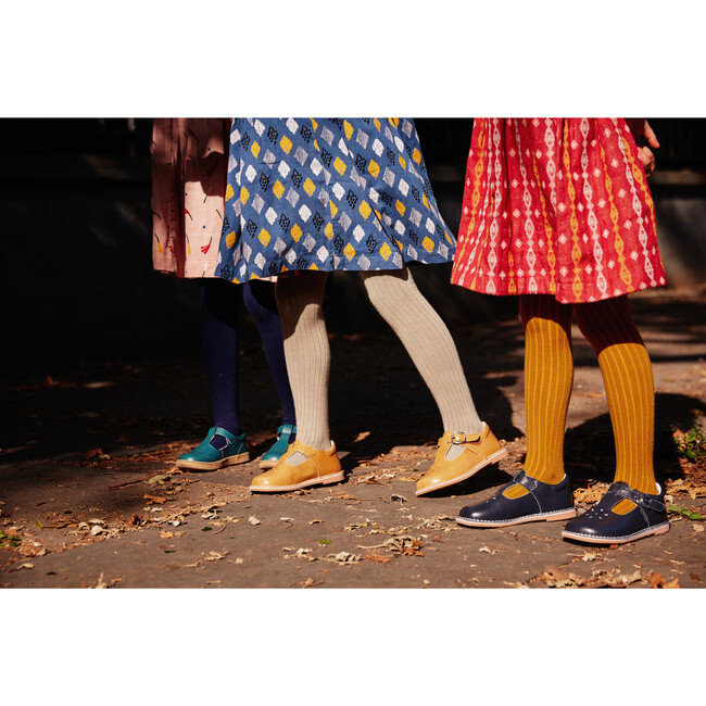 *Exclusive* Ribbed Cotton Tights, Navy Blue - Tights - 3