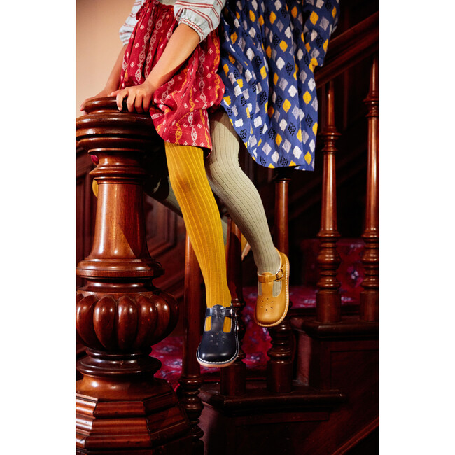 *Exclusive* Ribbed Cotton Tights, Sage