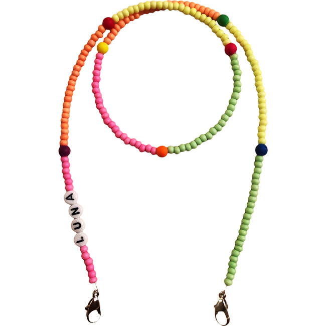 Beaded Face Mask Chain, Neon Multi with Accent Beads