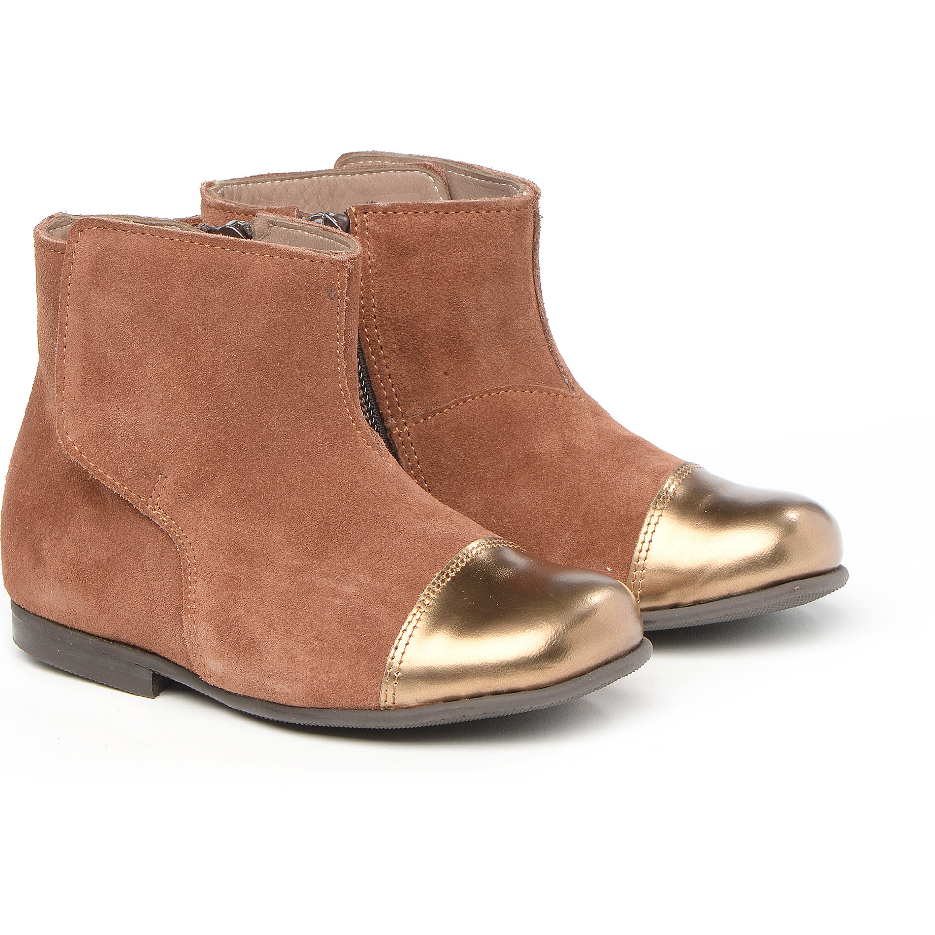 Ankle Boots In Suede Leather, Brown - Booties - 1
