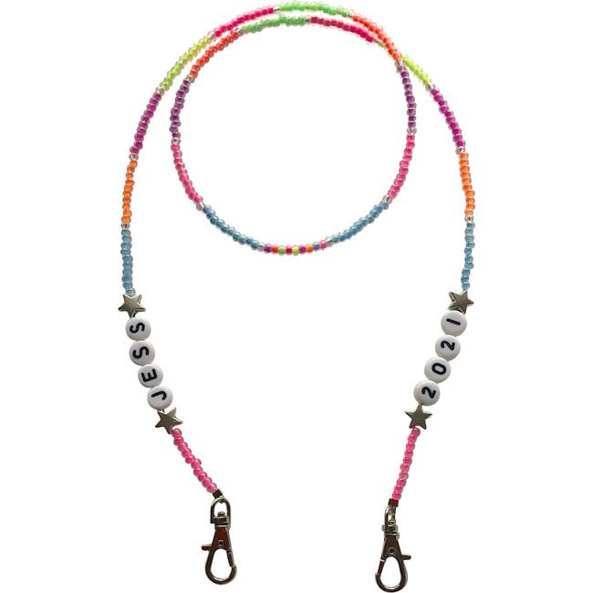 Personalized Beaded Mask Chain, Neon Multi