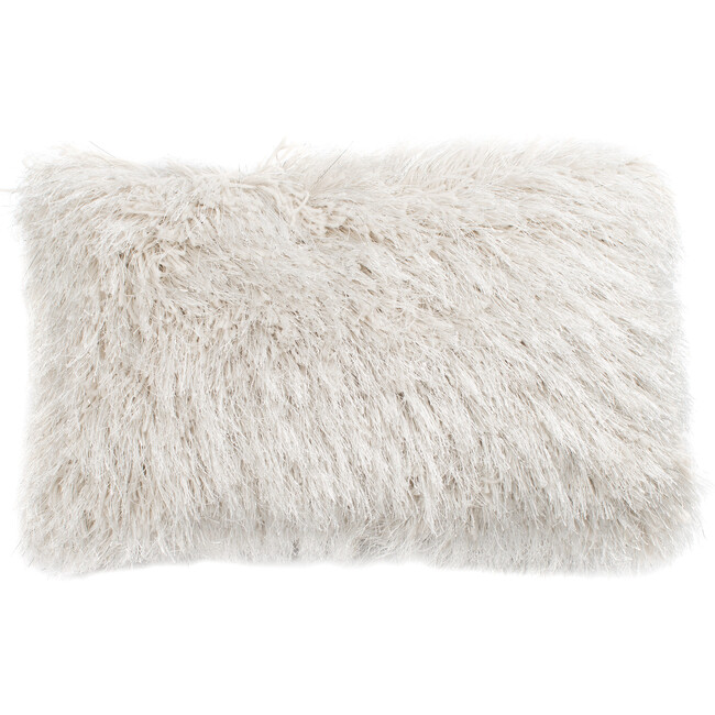 Shag Modish Metallic Pillow, Snow - 12 x 20" - Pillows - 1