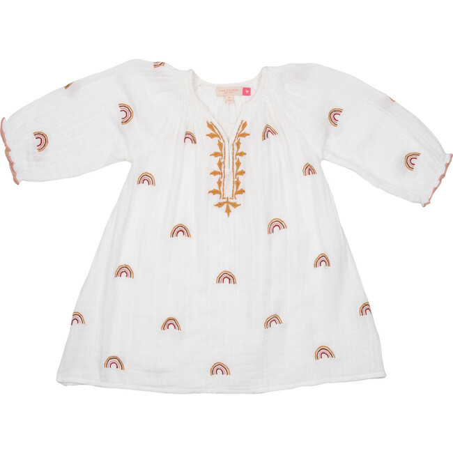Ava Dress, Gardenia w/ Rainbow Embroidery - Dresses - 1