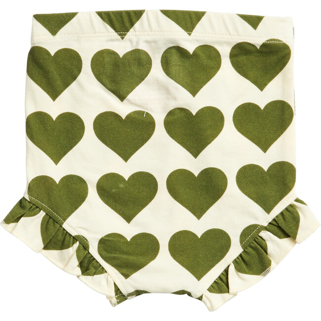 Organic Diaper Cover, Olive Hearts - Bloomers - 2