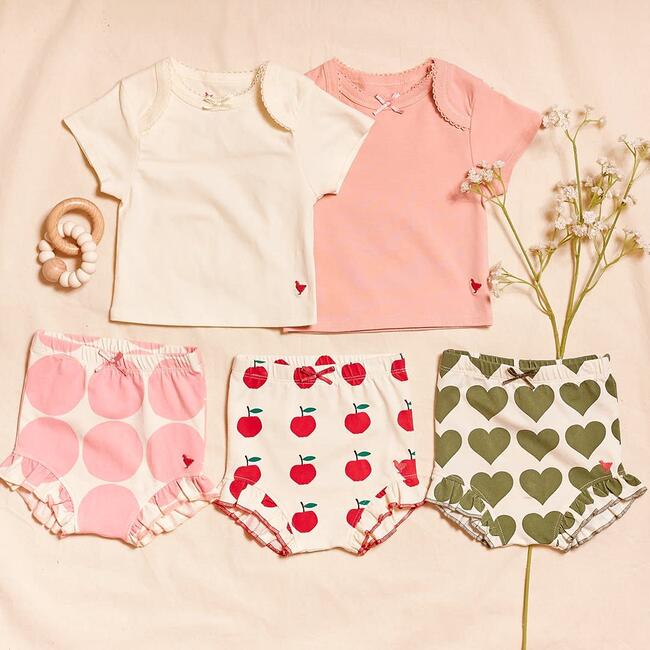 Organic Diaper Cover, Olive Hearts - Bloomers - 3