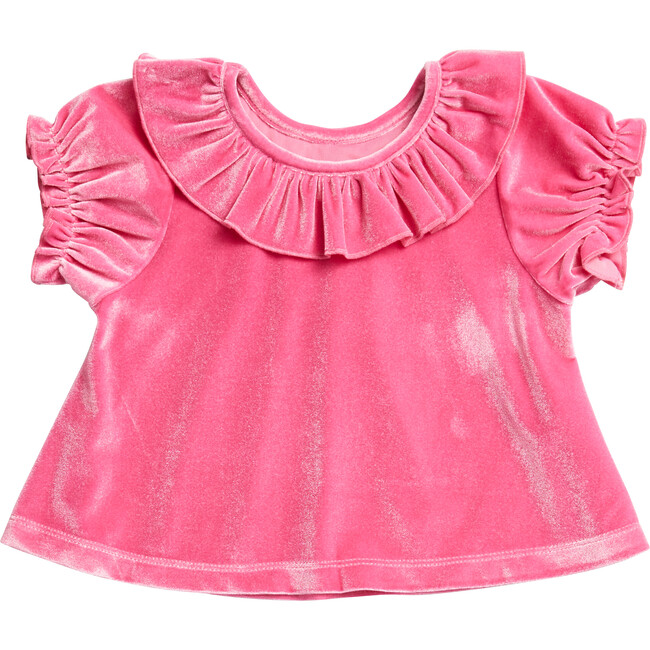 Mara Top, Pink Velour - Blouses - 1