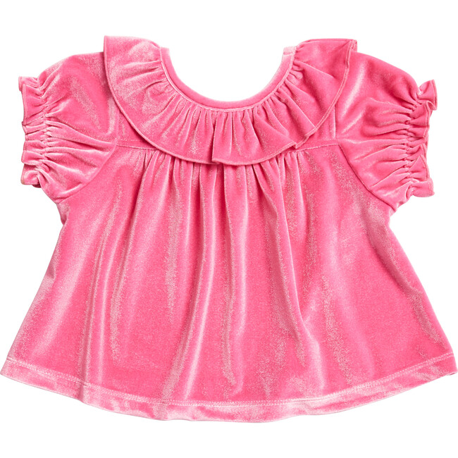 Mara Top, Pink Velour - Blouses - 2