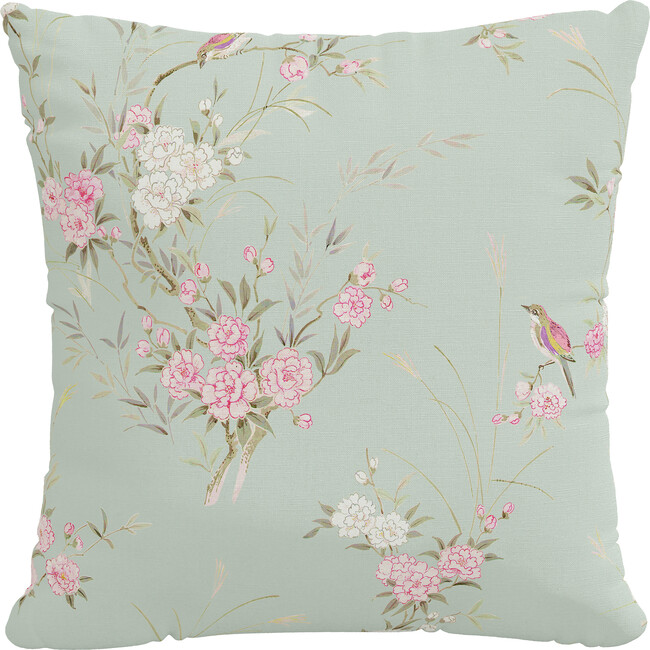 Decorative Pillow, Bird Chinoiserie Green