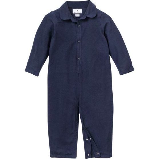 Navy Flannel Romper - Petite Plume Sleepwear | Maisonette