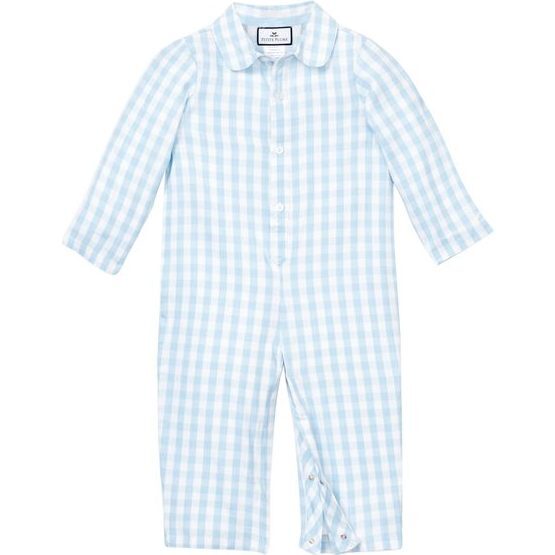 Light Blue Gingham Romper - Rompers - 1